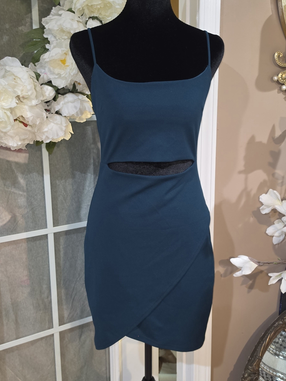 Lulu's Deep Teal Cutout Bodycon Mini Dress